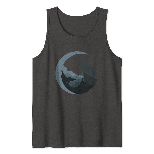 Wolf Moon Silhouette Tank Tops