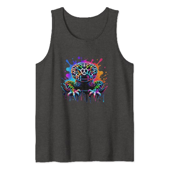 Neon Psychedelic Lizard Illustration Tank Tops