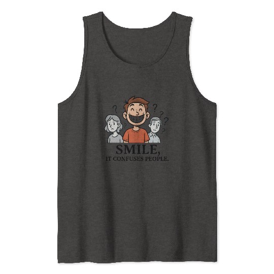 Joyful Smile Motivational Illustration Tank Tops
