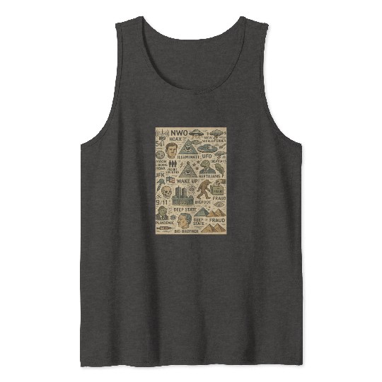 Vintage Conspiracy Theory Icons Tank Tops