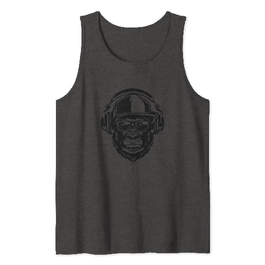 Urban Gorilla with Headphones Tank Tops