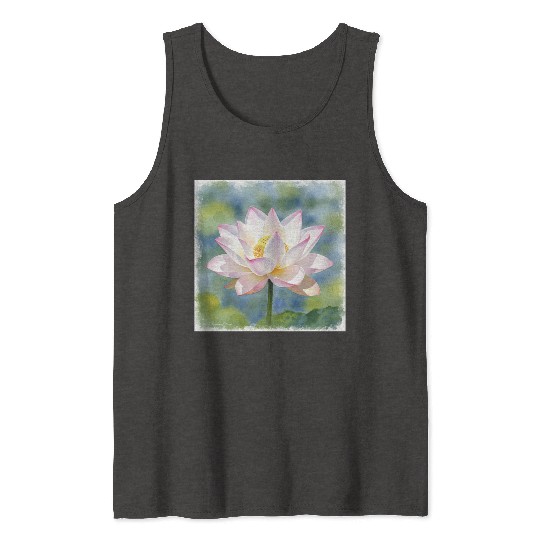 Serene Water Lily Floral Print Tank Tops