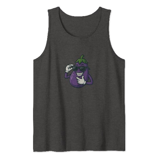 Cool eggplant vegetable design with sunglasses car Tank Tops