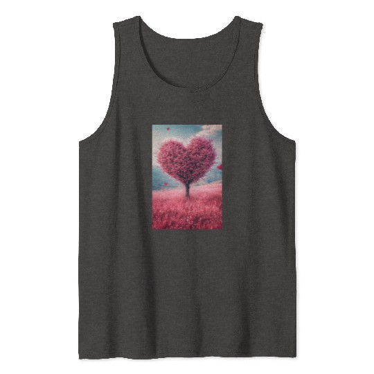 Romantic Heart Tree in Bloom Tank Tops