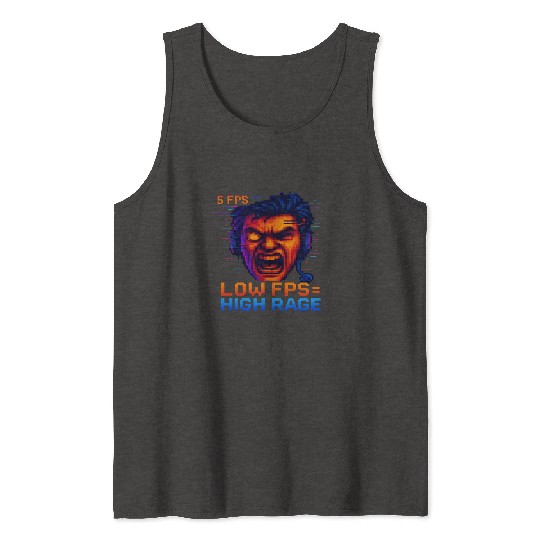 Retro Pixel Rage Graphic Design Tank Tops