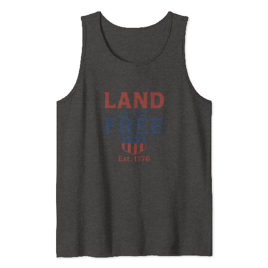 Land of the Free Patriotic Badge Tank Tops