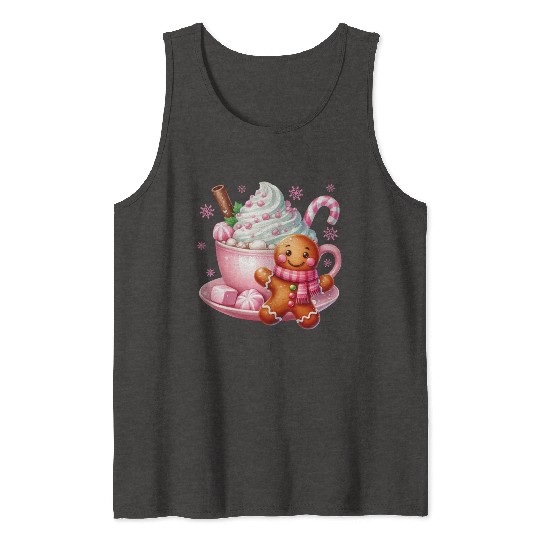 Whimsical Holiday Hot Chocolate Scene Tank Tops
