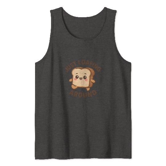 Cute Toast Loafing Meme Design Tank Tops