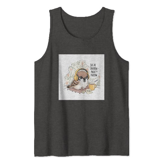 "Social Sparrow – Anxiety Parrow" Tank Tops