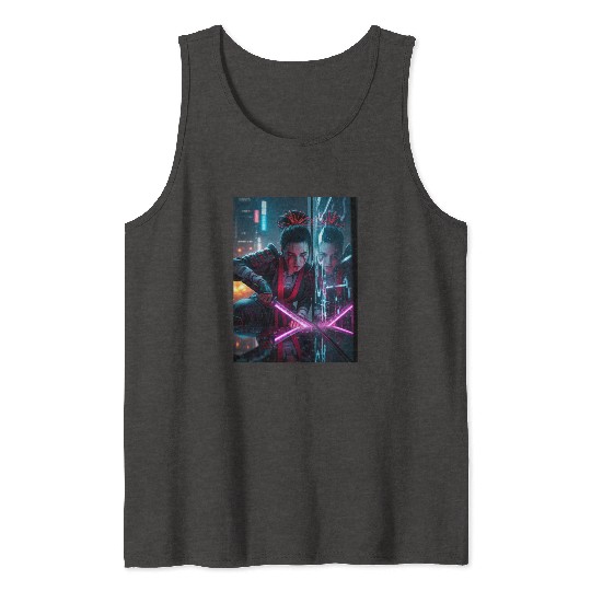 Cyberpunk Samurai Girl Tank Tops