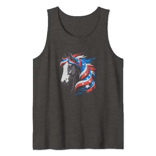 Patriotic Pony with Stars and Stripes Mane Tank Tops