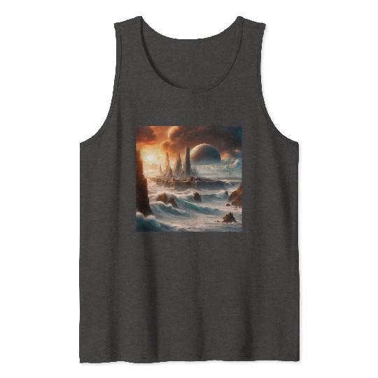 Sci-FI Futuristic Alien Planet Landscape  Tank Tops
