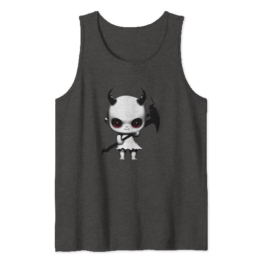 Cute Demon Baby with Horns and Bat Wings Tank Tops