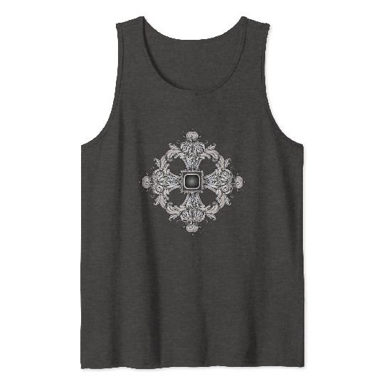 Arabesque Ornament with a Baroque Flair in Gray Tank Tops