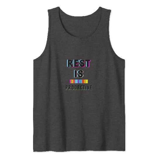 Rest is Creative and Colorful Typography Tank Tops