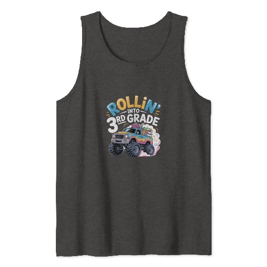 Back To School Rolling Into 3rd Grade Truck Tank Tops