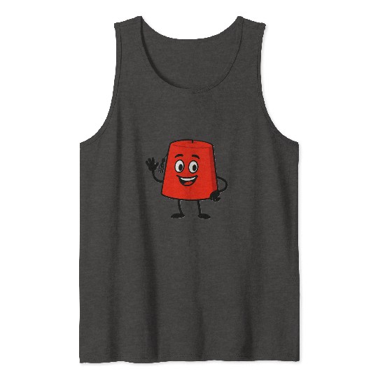 Whimsical Red Lamp Character Design Tank Tops