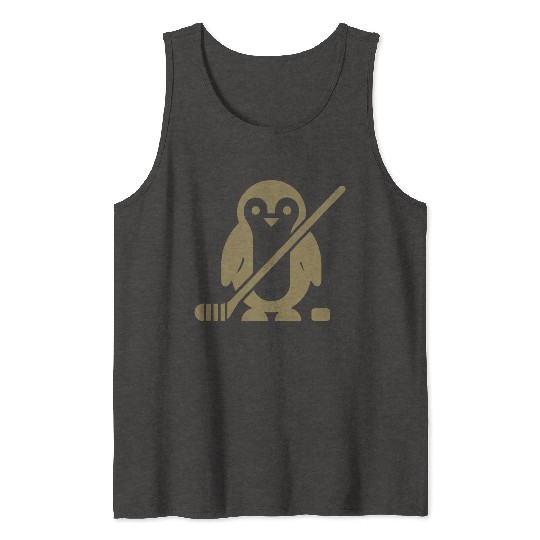 Minimalist penguin ice hockey silhouette sport Tank Tops