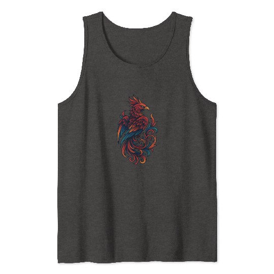 Vibrant Mythical Phoenix Tattoo Design Tank Tops