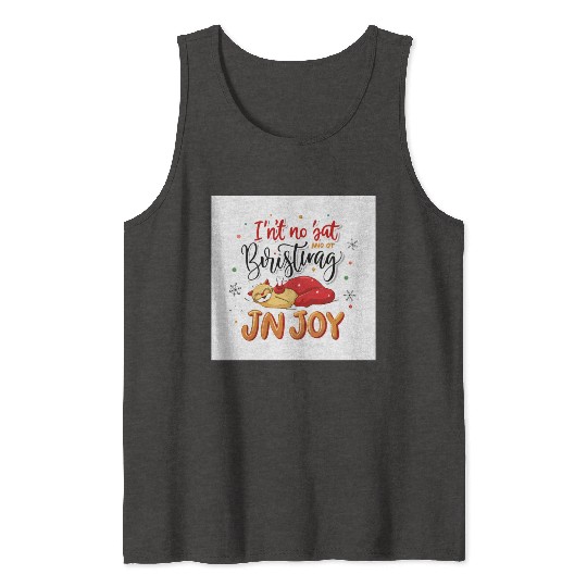 Festive Cat Joy Christmas Design Tank Tops