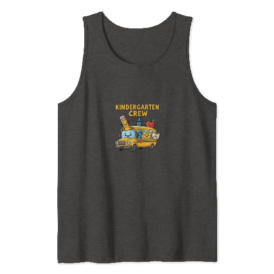 Kindergarten Crew School Bus Illustration Tank Tops