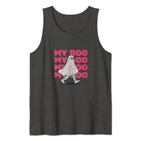My Boo Cute Heart Ghost Retro Halloween Tank Tops