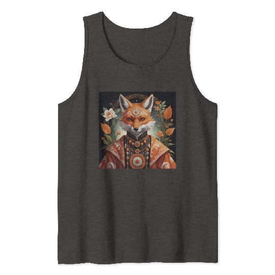 Regal Fox with Ornate Jewelry Tank Tops