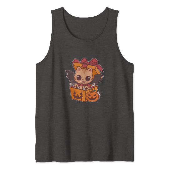 Halloween Cat with Potion Gift Box Tank Tops