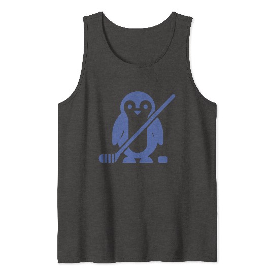 Minimalist penguin ice hockey silhouette sport Tank Tops