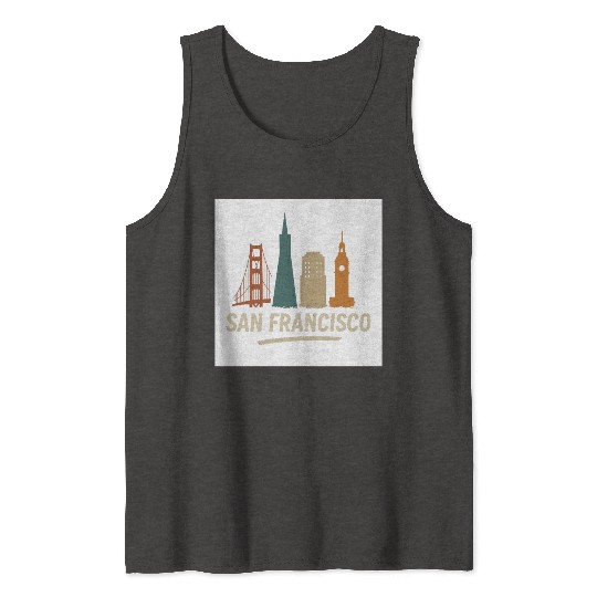 San Francisco Skyline Street Glow Tank Tops