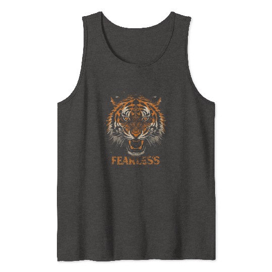 Fearless Tiger Expression Design Tank Tops
