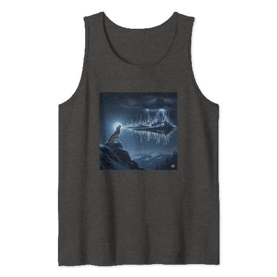 Mystic Mountain Wolf Sound Wave Tank Tops
