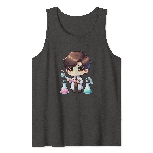 Cute Scientist Chibi Illustration Tank Tops