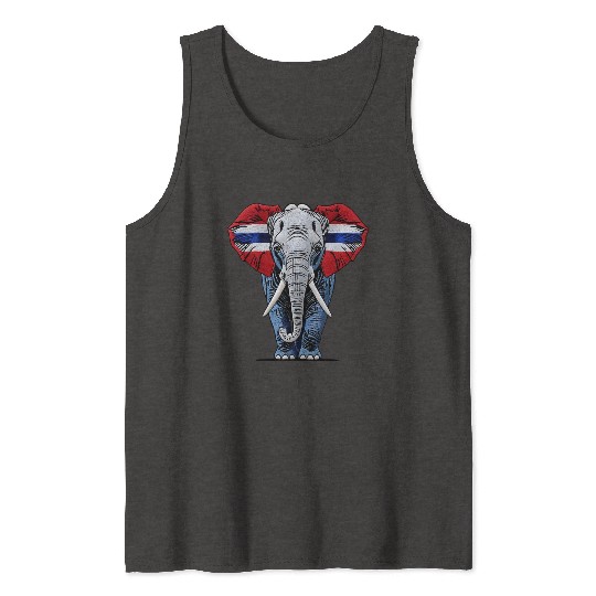 Thailand Elephant Red White Blue National Flag Cul Tank Tops