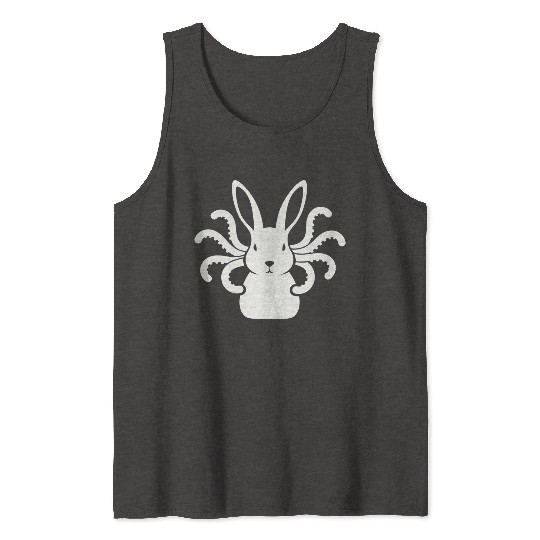 Octopus Bunny │Surreal White Cryptid Animal Mashup Tank Tops