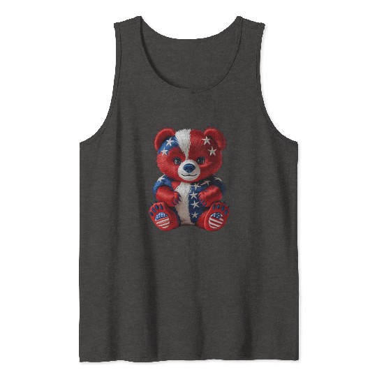 Patriotic Bear in Stars and Stripes Tank Tops