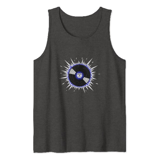 Vinyl Record Starburst Design Tank Tops