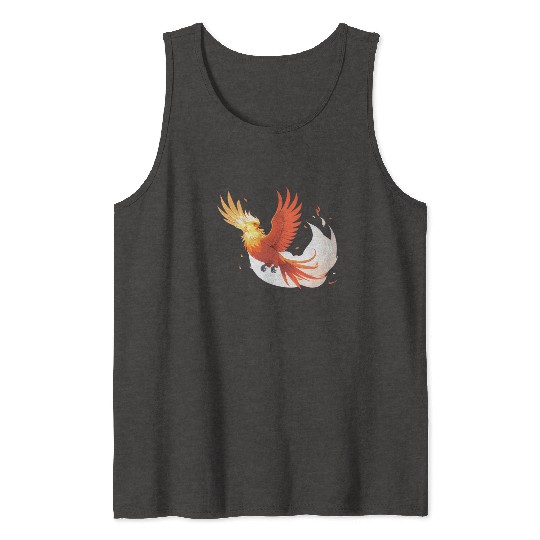 Fiery Mythical Phoenix Illustration Tank Tops