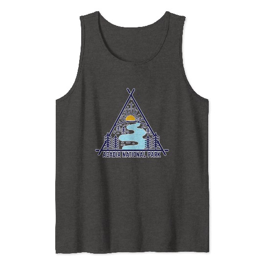 Acadia National Park Camping Scene Tank Tops