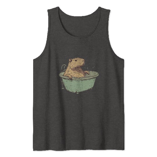 Capybara is Enjoying Its Bathtub Tank Tops