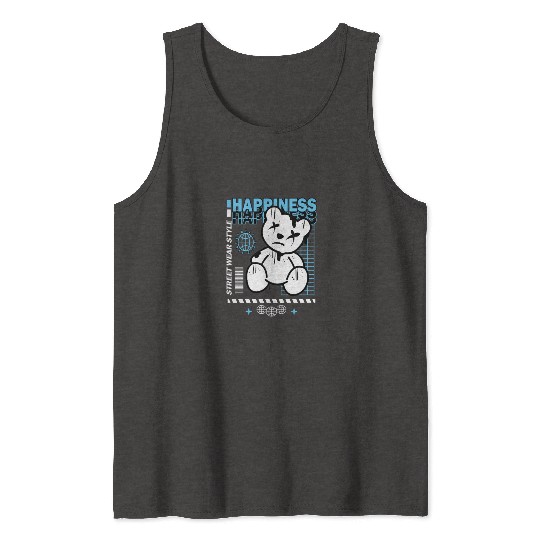 Urban Graffiti Teddy Bear Design Tank Tops