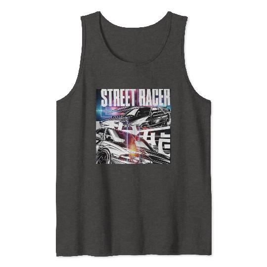 Neon Street Racer Illustration Tank Tops