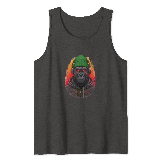 Cyberpunk Gorilla Digital Art Tank Tops