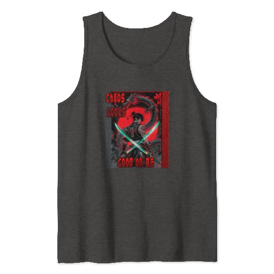 Cyberpunk Samurai with Dragon Tank Tops