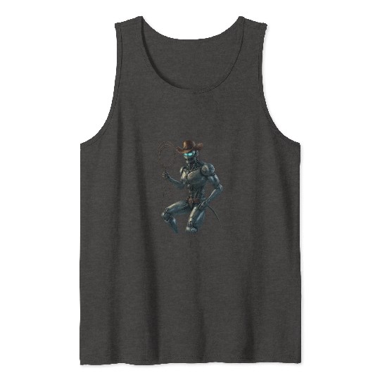 Robot Cowboy – Futuristic Sci-Fi Western Artwork Tank Tops