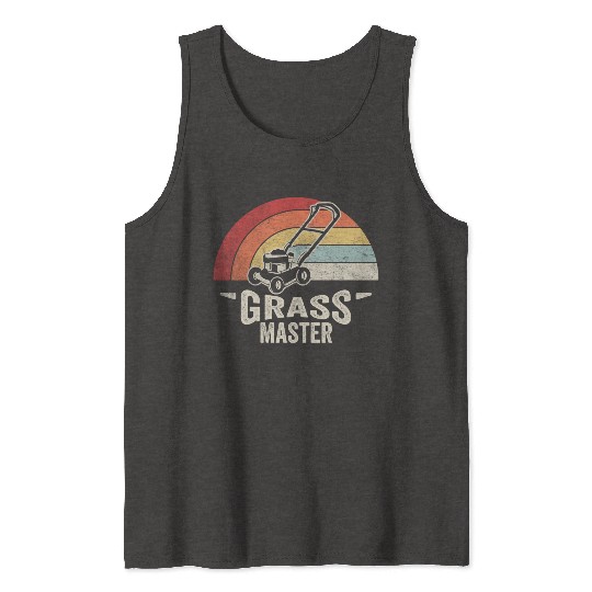 Grass Master Lawn Mowing Lawn Mower  Funny Retro Tank Tops