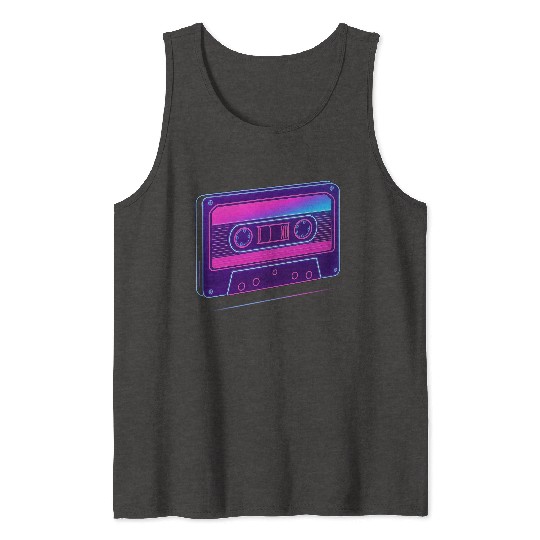 Neon Cassette Tape Retro Design Tank Tops