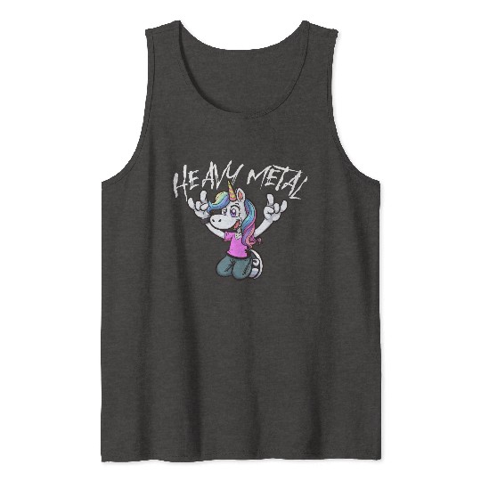 Vibrant Unicorn Rock Hand Design heavy Metal Tank Tops