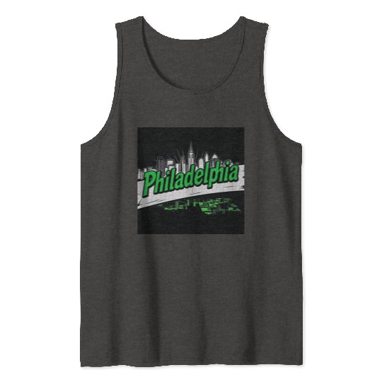 Philadelphia Skyline Neon Design Tank Tops