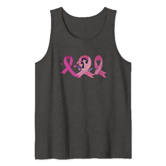 Floral Breast Cancer Awareness Ribbon Tank Tops